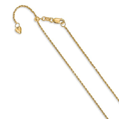 14K 1.2 mm Adjustable Rope Chain Available Size 22"