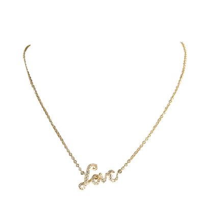 18K Yellow Gold Diamond "Love" Pendant with Chain 0.20CT