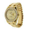 18K Yellow Gold Rolex Diamond Watch, Day Date II 41mm, Champagne Diamond Dial & 5CT Diamond Bezel