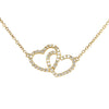 18K Yellow Gold Double Heart Diamond Pendant with Chain 0.66CT