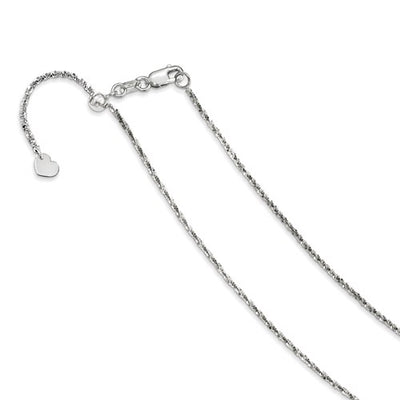 14K White Gold 1.3 mm Adjustable Cyclone Chain Available Size 22"