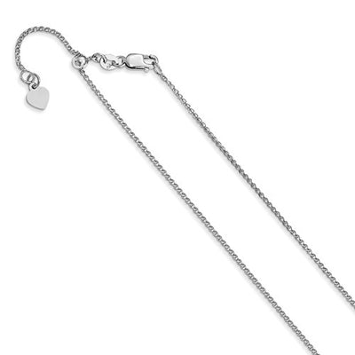 14K White Gold 1.2 mm Adjustable Loose Rope Chain Available Sizes 22"-30"