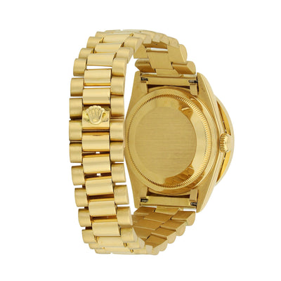 Yellow Gold Rolex Day Date President Diamond Watch, 36mm, Red Roman Numerals Dial 18K Yellow Gold W/ Diamond Bezel