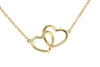 18K Yellow Gold Double Heart Diamond Pendant with Chain 0.66CT