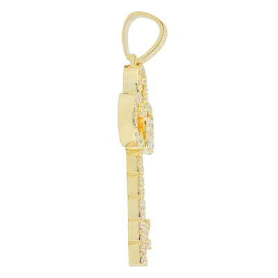 Yellow Gold Key Pendant with Diamonds