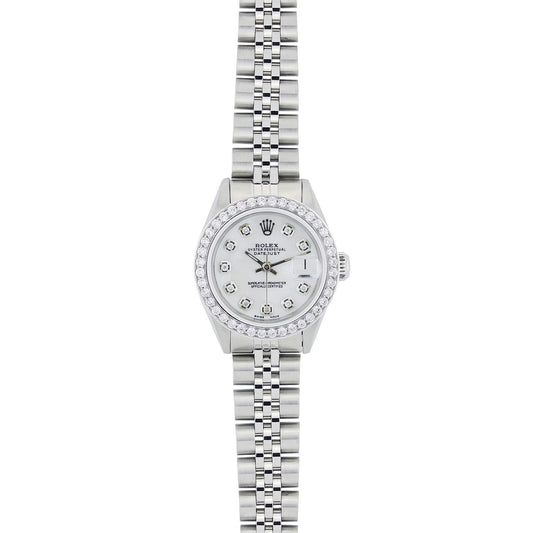 Vintage Rolex Datejust Ladies Diamond Watch,, Stainless Steel with Diamonds