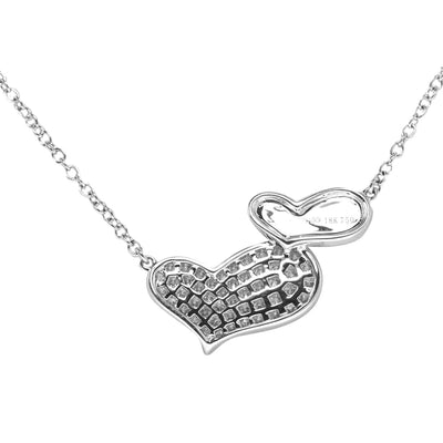 18K White gold Double Heart Diamond Pendant with Chain 0.54CT