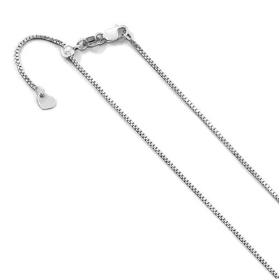 10K White Gold .9 mm Adjustable Box Chain Available Sizes 22"-30"