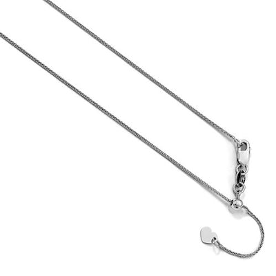 10K White Gold .8 mm Adjustable Spiga Chain Available Sizes 22"-30"