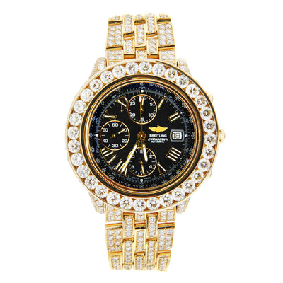 Breitling Windrider Crosswind 18K Yellow Gold Iced Out 44mm A13355