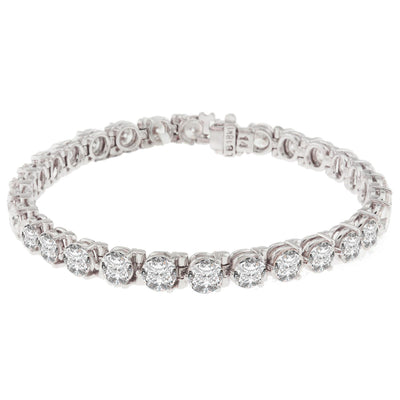 18K White Gold Diamond Tennis Bracelet With Round Cut Diamonds 13.25CT