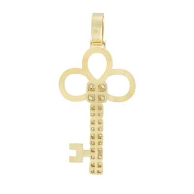 Yellow Gold Key Pendant with Diamonds