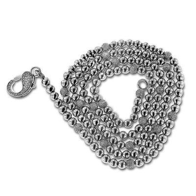 10K White Gold Beaded Ball Diamond Chain