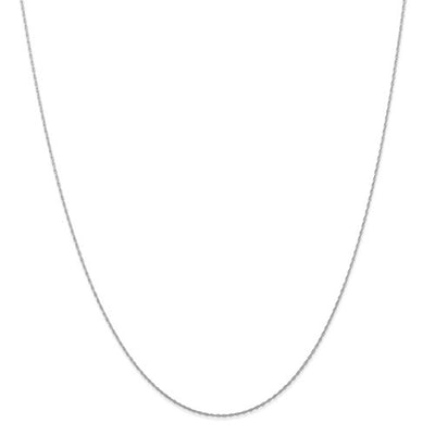 14k White Gold .5 mm Carded Cable Rope Chain Available Sizes 13"-24"