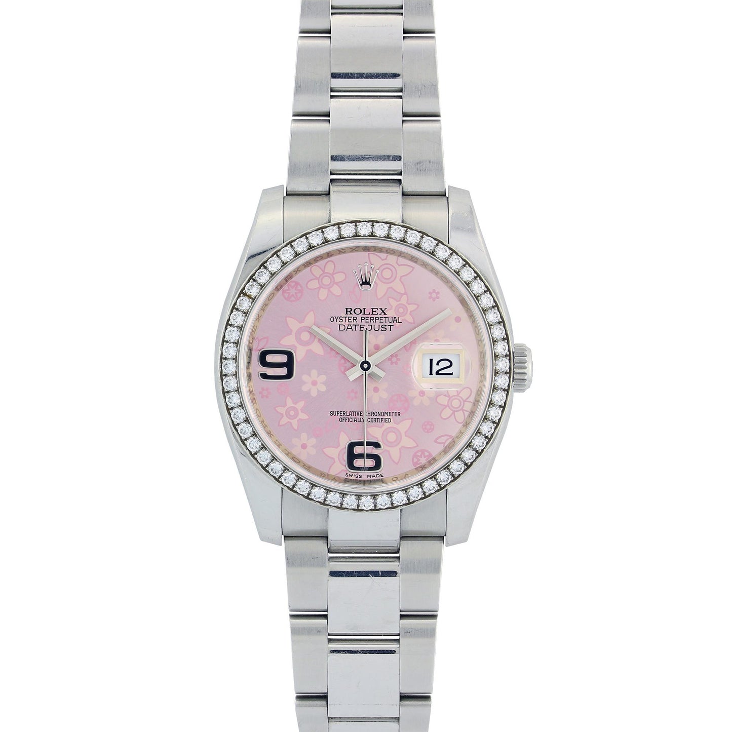 Rolex Datejust Diamond Watch, 116200 36mm, Stainless Steel with White Gold Diamond Bezel