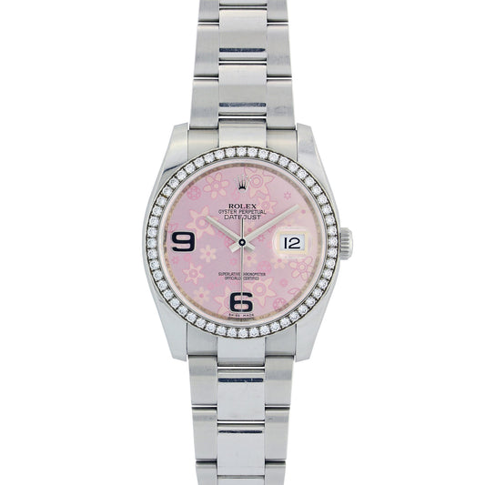 Rolex Datejust Diamond Watch, 116200 36mm, Stainless Steel with White Gold Diamond Bezel