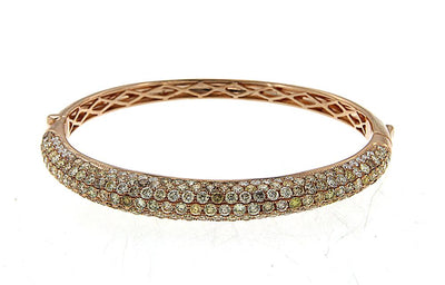 18K Rose Gold Bracelet with White and Yellow Round Diamonds 7.00CT