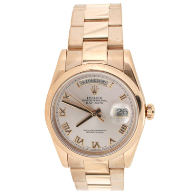 18K Rose Gold Rolex Oyster Perpetual Day Date President 36mm Roman Numerals Dial 118205