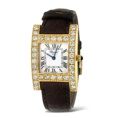 Yellow Gold and Leather Diamond " Your Hour" Chopard Watch