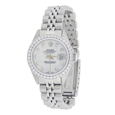 Vintage Rolex Datejust Ladies Diamond Watch,, Stainless Steel with Diamonds