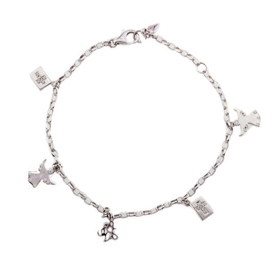 18K White Gold Diamond Charm Bracelet with Angel Charms 0.11CT