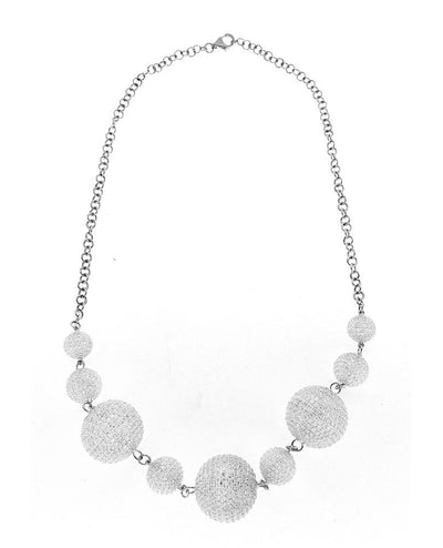 14K White Gold Necklace with White Diamond Balls 27.00CT