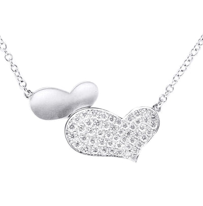 18K White gold Double Heart Diamond Pendant with Chain 0.54CT