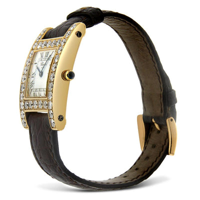 Yellow Gold and Leather Diamond " Your Hour" Chopard Watch