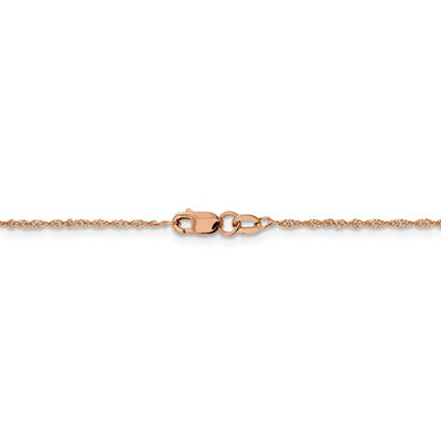 14K Rose Gold 1 mm Singapore Chain Available Sizes 16"-24"