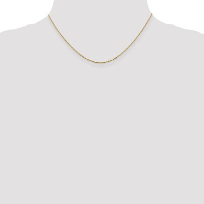 14K Yellow Gold 1 mm Long Open Cable Link Chain Available Sizes 16"-26"