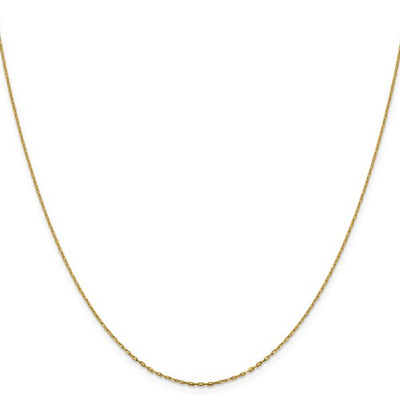 14K Yellow Gold 1 mm Long Open Cable Link Chain Available Sizes 16"-26"