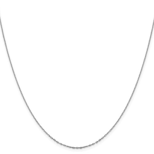 14K White Gold 1 mm Long Open Cable Link Chain Available Sizes 16"-20"