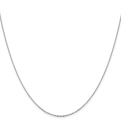 14K White Gold 1 mm Long Open Cable Link Chain Available Sizes 16"-20"