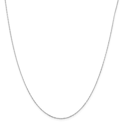 14K White Gold .95 mm Long Open Cable Link Chain Available Sizes 16"-20"