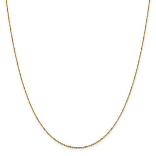 14K Yellow Gold 1.15 mm Oval Open Cable Link Chain Available Sizes 16"-20"