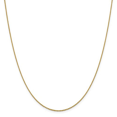 14K Yellow Gold 1.15 mm Oval Open Cable Link Chain Available Sizes 16"-20"