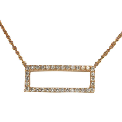 18K Rose Gold Diamond Rectangle Pendant with Chain 0.26CT