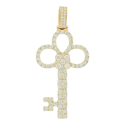 Yellow Gold Key Pendant with Diamonds