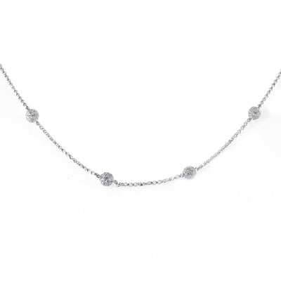 14K White Gold Diamond Ball Chain 5.90CT