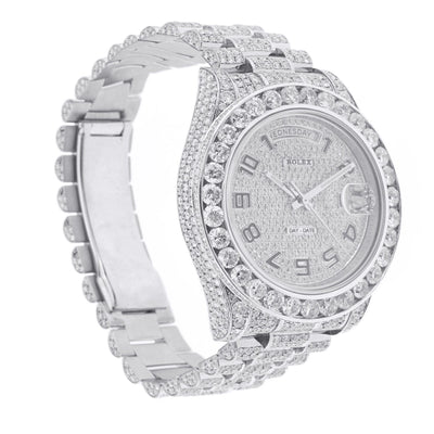 18K White Gold Rolex Diamond Watch, Day Date II 21839 41mm, with 33.25 CT Diamonds