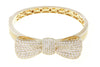 18K Yellow Gold Diamond Bow Design Bangle With Round Cut Diamonds 8.22CT