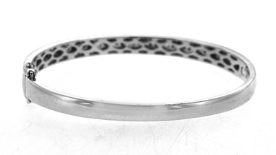 14K White Gold Diamond Bangle with Black and White Round Diamonds 0.92CT Black Diamonds 1.90CT