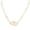 18K Yellow Gold Double Heart Diamond Pendant with Chain 0.66CT