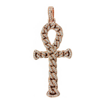 Men's Rose Gold Diamond Ankh Pendant