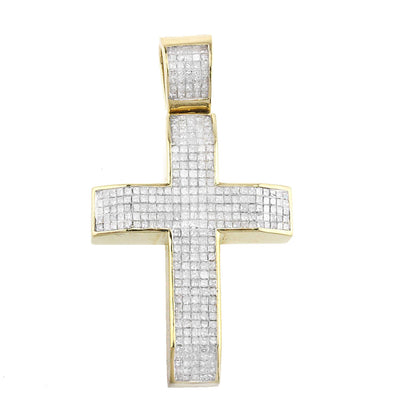 Yellow Large Princess Cut Diamond Cross