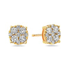 Unisex 14K Yellow Gold Earrings With Round Shape  Diamonds