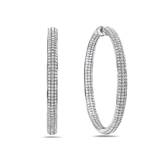 18K White Gold Ladies Earrings With Round Shaped Diamonds