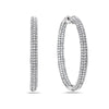 18K White Gold Hoop Ladies Earrings With Round Shaped Diamonds