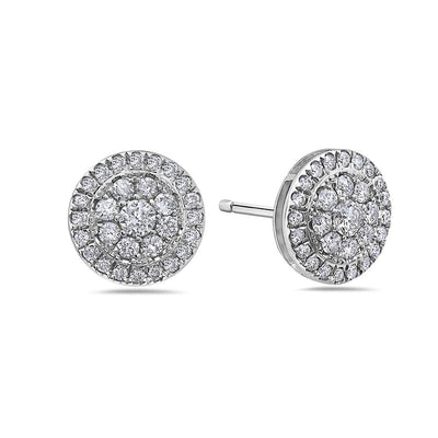 14K White Gold Ladies Earrings With 1.07 CT Diamonds