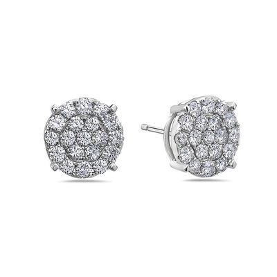 18K White Gold Ladies Earrings With Round Shaped Diamonds